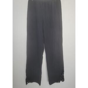Soft Surroundings S Tall Cotton Gauze Pants Crochet Lace Trim